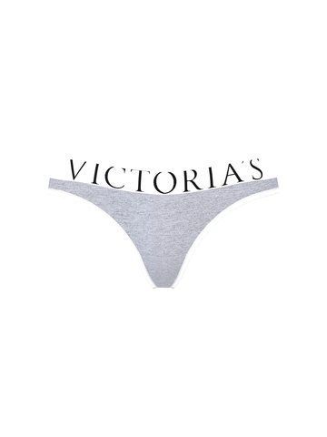 Трусики Victoria's Secret стрінги сірі / Logo Cotton Thong  4240626 фото