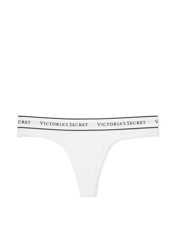 Трусики Victoria's Secret стрінги білі / Logo Cotton Thong Panty L 10170325 фото