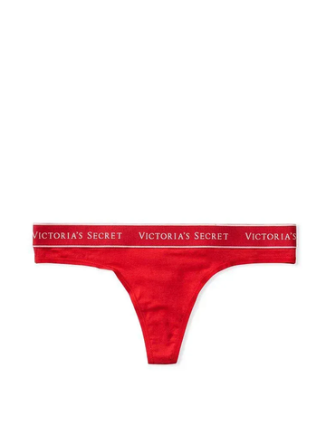 Трусики Victoria's Secret стрінги червоні / Logo Cotton Thong Panty L 14170325 фото