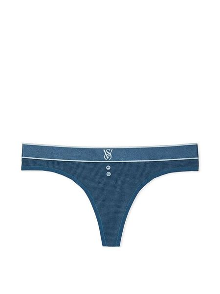 Трусики Victoria's Secret стринги синие / Logo Cotton Thong Panty 1975450945 фото