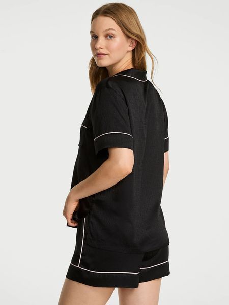 Піжама сатинова Victoria's Secret чорна (вишивка) 2161125 фото