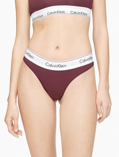 Трусики Calvin Klein стринги бордовые XS / Modern Cotton Thong 1489120514 фото