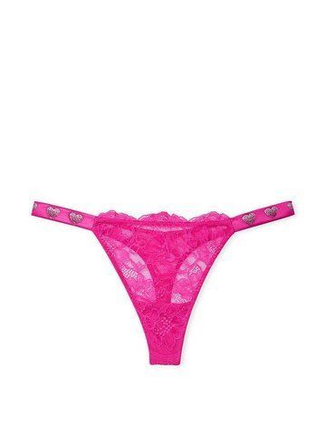 Трусики Victoria's Secret стрінги зі стразами мереживо рожеві XS 1568855789 фото