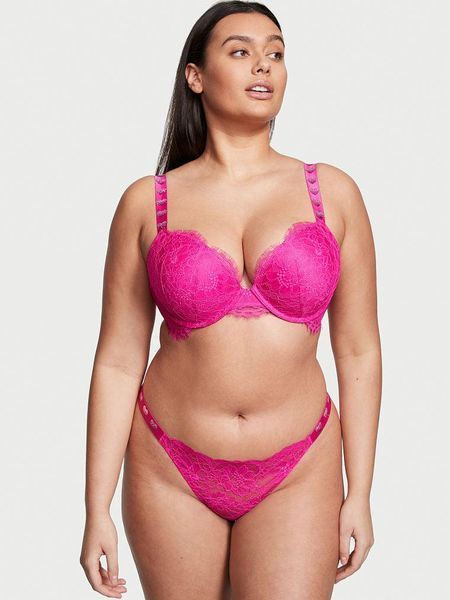 Трусики Victoria's Secret стринги со стразами кружево розовые XS 1568855789 фото