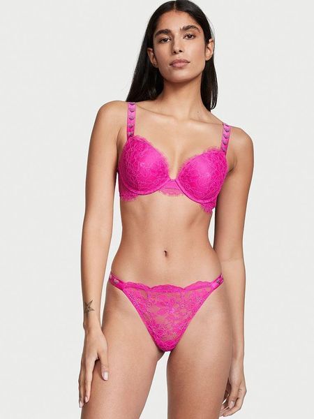 Трусики Victoria's Secret стринги со стразами кружево розовые XS 1568855789 фото