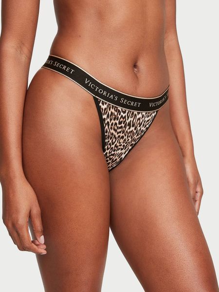 Трусики Victoria's Secret танга леопард / Logo Cotton Tanga S 8110225 фото