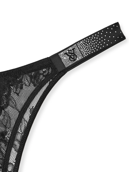 Трусики Victoria's Secret бразилиана с открытым низом со стразами черные / Shine 1130325 фото