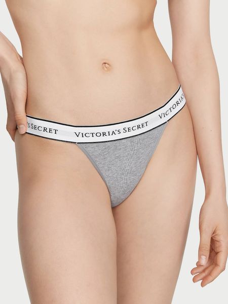 Трусики Victoria's Secret танга сірі  / Logo Cotton Tanga 12110225 фото
