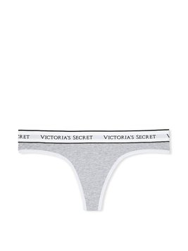 Трусики Victoria's Secret стринги серые (XS) / Logo Cotton Thong Panty 1744273425 фото