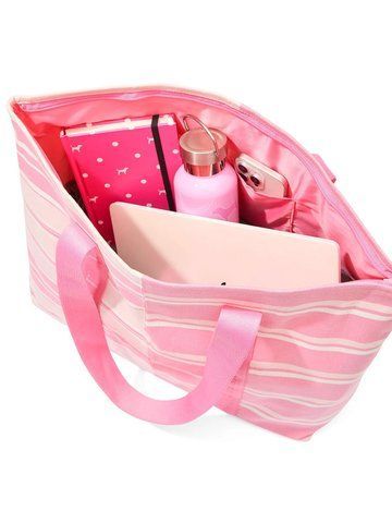 Сумка шопер из хлопка Victoria's Secret розовая 1050826 фото