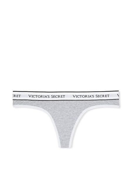 Трусики Victoria's Secret стрінги сірі (XS) / Logo Cotton Thong Panty 1744273425 фото