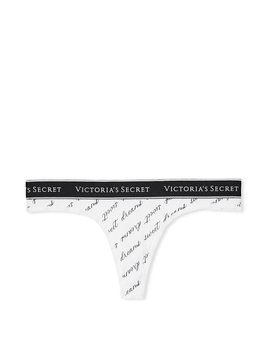 Трусики Victoria's Secret стринги белые (M) / Logo Cotton Thong Panty 1744273760 фото