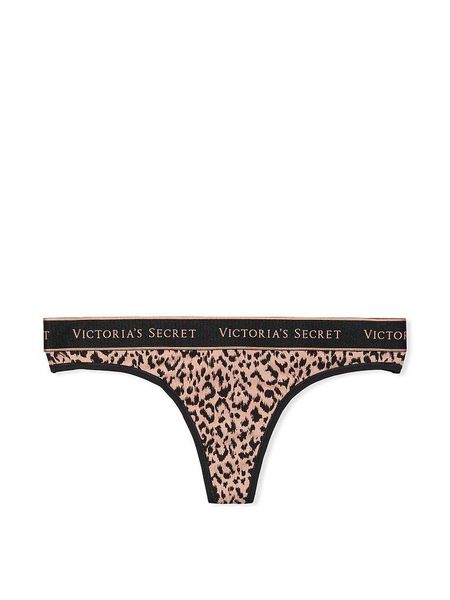 Трусики Victoria's Secret стринги леопардовые / Logo Cotton Thong Panty 1744273832 фото