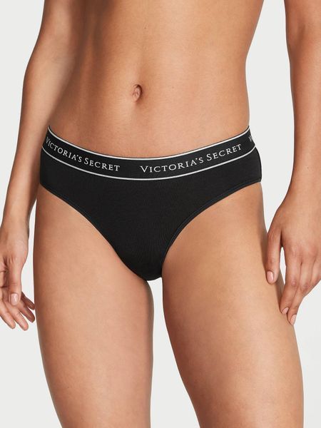 Трусики Victoria's Secret хипхагеры черные / Logo Cotton Hiphugger 1120225 фото