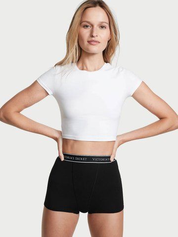Трусики Victoria's Secret шорти чорні / Logo Cotton Boyshort M 3170325 фото