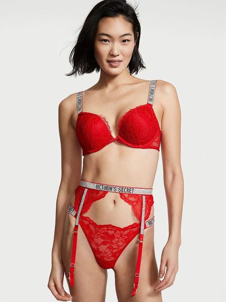 Пояс для чулков Victoria's Secret со стразами красный XS-S 1890764248 фото