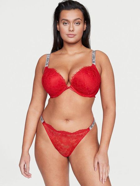 Бюстгальтер Victoria's Secret мереживо з подвійним push-up червоний 32B (70B) 1800631237 фото