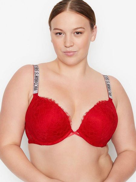 Бюстгальтер Victoria’s Secret кружево с двойным push-up красный 32B (70B) 1800631237 фото