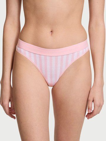 Трусики Victoria's Secret стрінги рожеві / Logo Cotton Thong Panty 1021124 фото