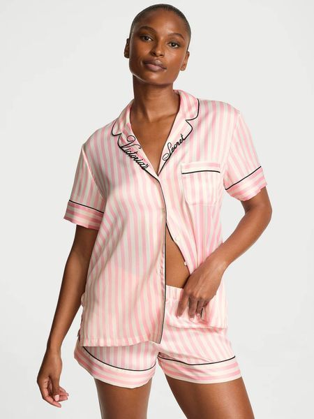 Піжама сатинова Victoria's Secret в рожеву смужку 1100526 фото