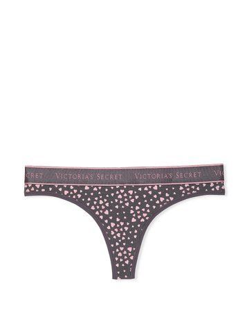 Трусики Victoria's Secret стрінги темно-сірі / Logo Cotton Thong Panty 2021124 фото