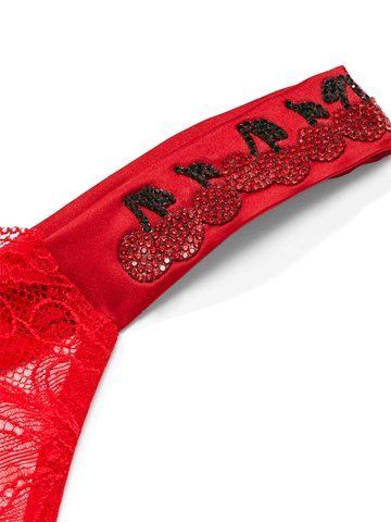 Трусики Victoria's Secret стрінги червоні зі стразами вишні 2060624 фото