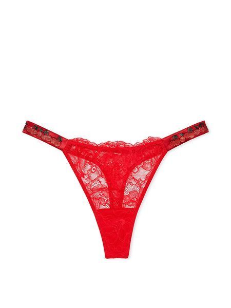Трусики Victoria's Secret стринги красные со стразами вишни 2060624 фото